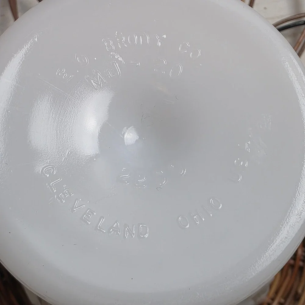Vintage E.O. Brody Co White Milk Glass Foot Planter Grape‎ & Leaf Scalloped Rim